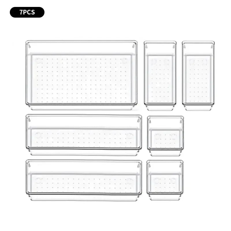 Clear Plastic Drawer Organizer Tray Set