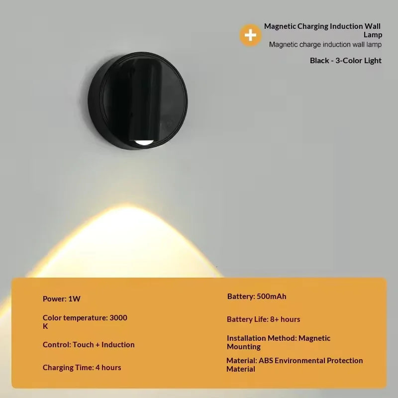 Magnetic Base USB Rechargeable Cordless Dimmable Wall Lamp
