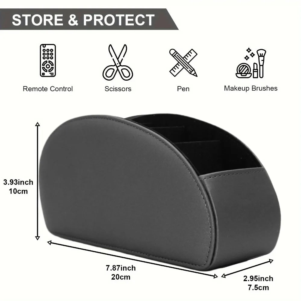 PU Leather 5 Compartment Remote Control Organizer