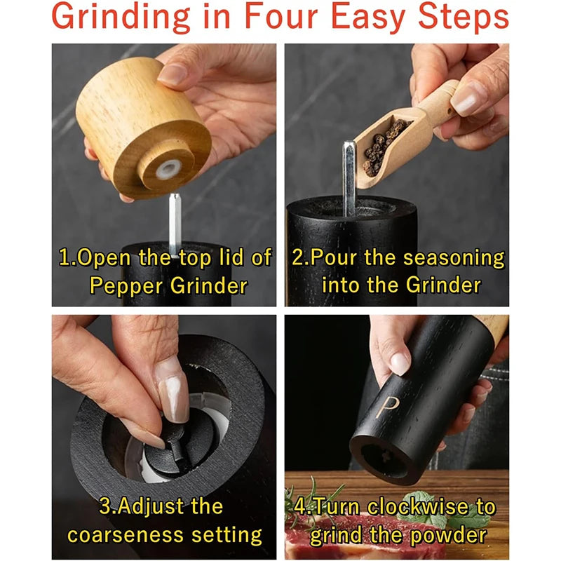 Adjustable Ceramic Coarseness Wooden Salt Pepper Grinder