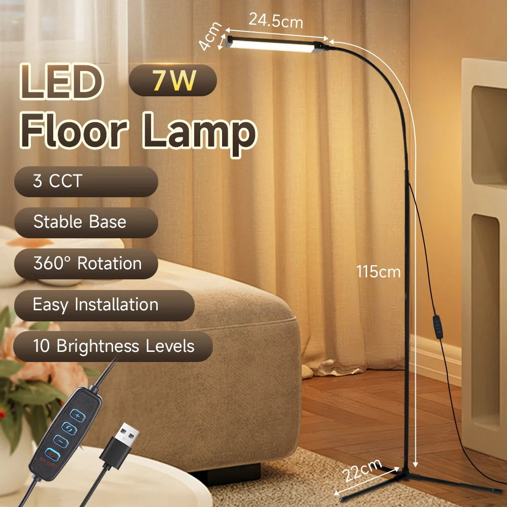 Dimmable USB Gooseneck Floor Lamp