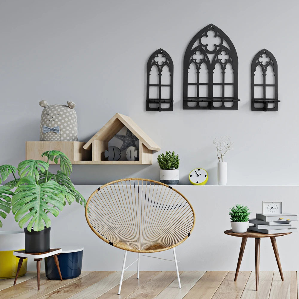 Bohemian Wooden Crystal Gothic Display Shelf
