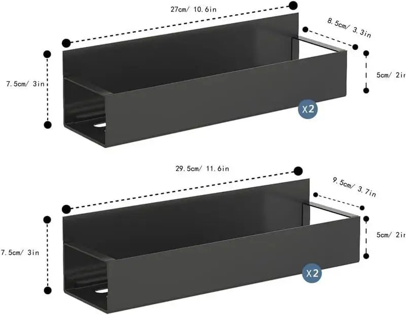Black Metal Magnetic Refrigerator Spice Rack