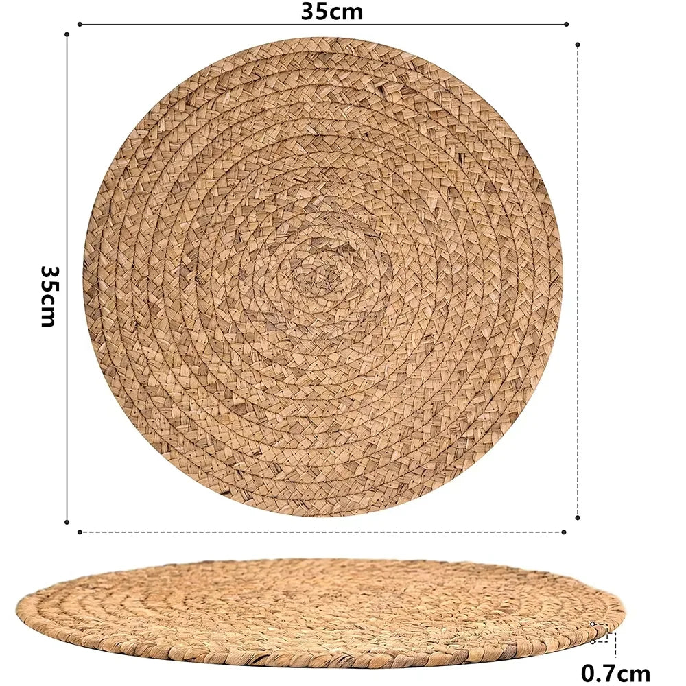 Boho Round Natural Water Hyacinth Woven Placemat