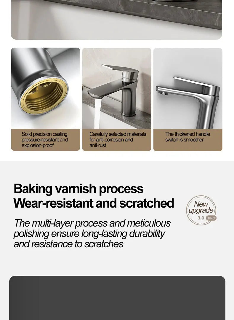 Ceramic Valve Single Hole Stainless Steel Basin Faucet