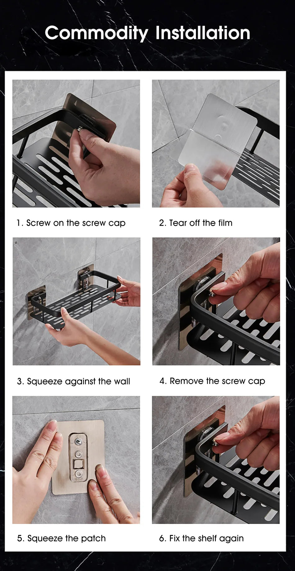 No Drill Corner Shower Waterproof Metal Storage Shelf