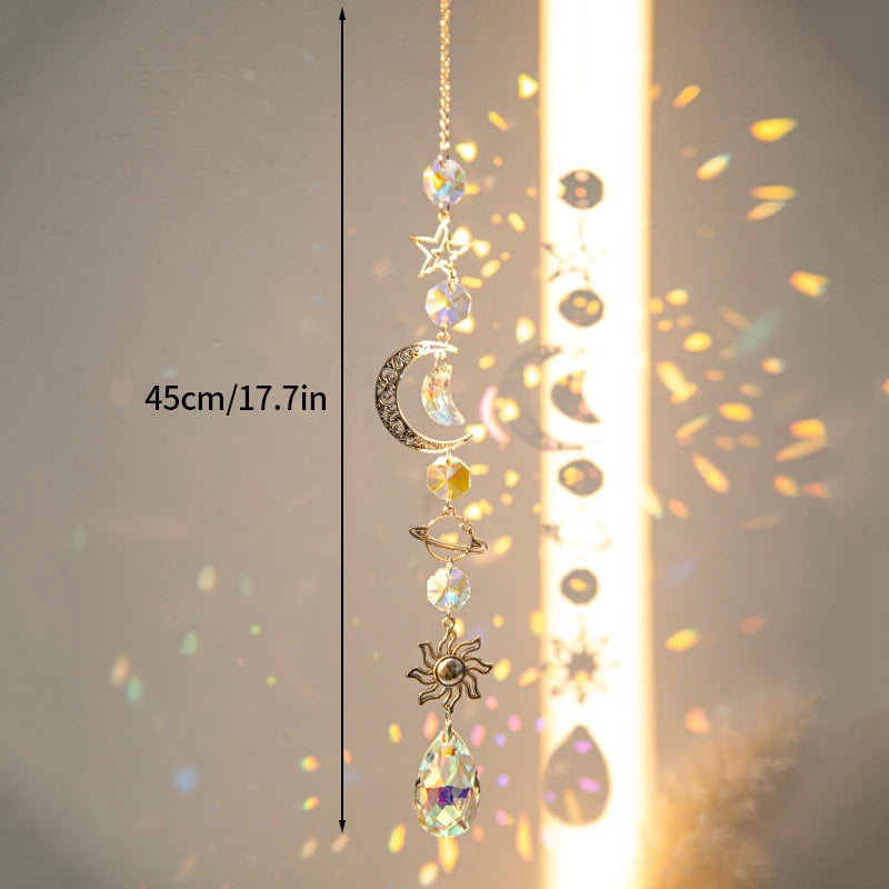 Crystal Moon Star Rainbow Suncatcher Wind Chime