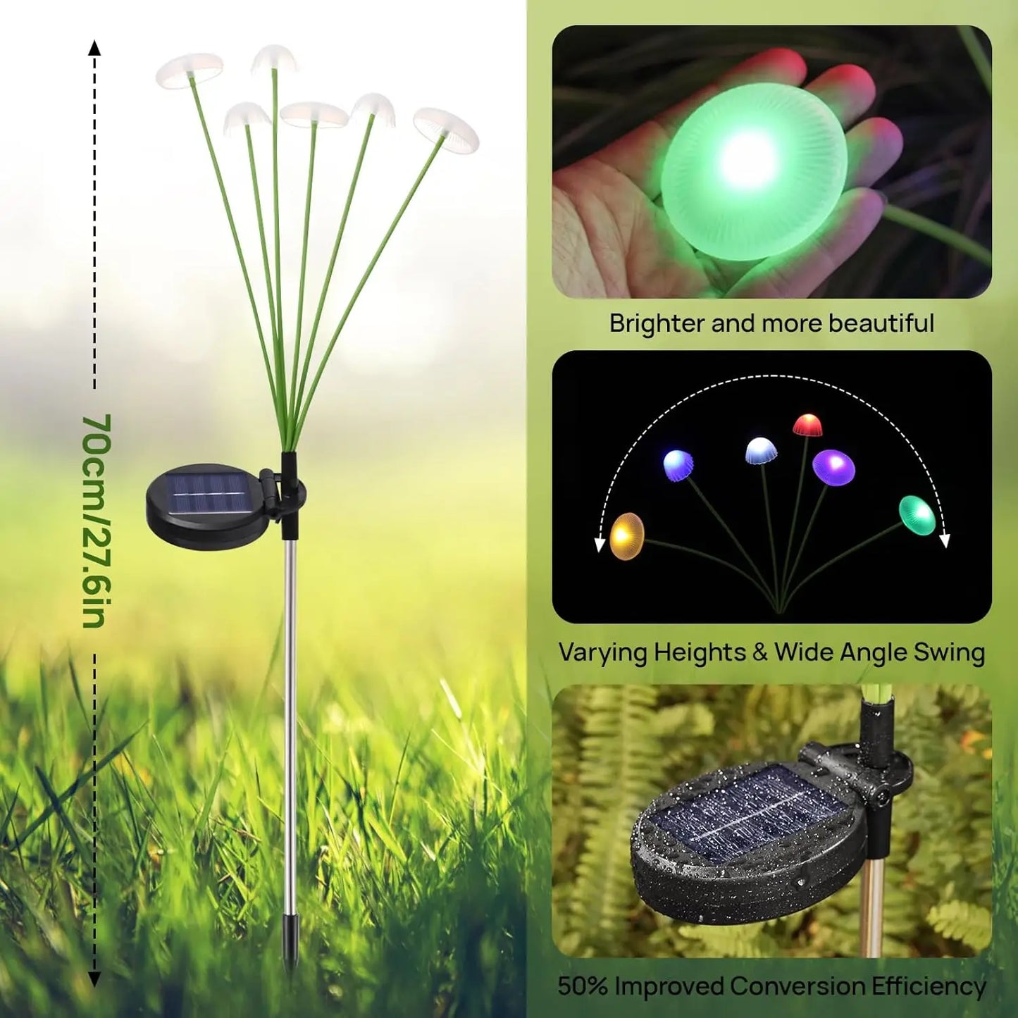 Dual Mode Solar LED Mushroom Waterproof Pathway Garden Lamp