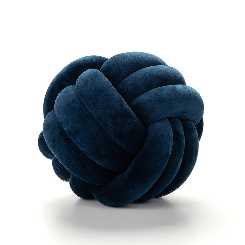 Handmade Velvet Knot Ball Round Decorative Throw Pillow