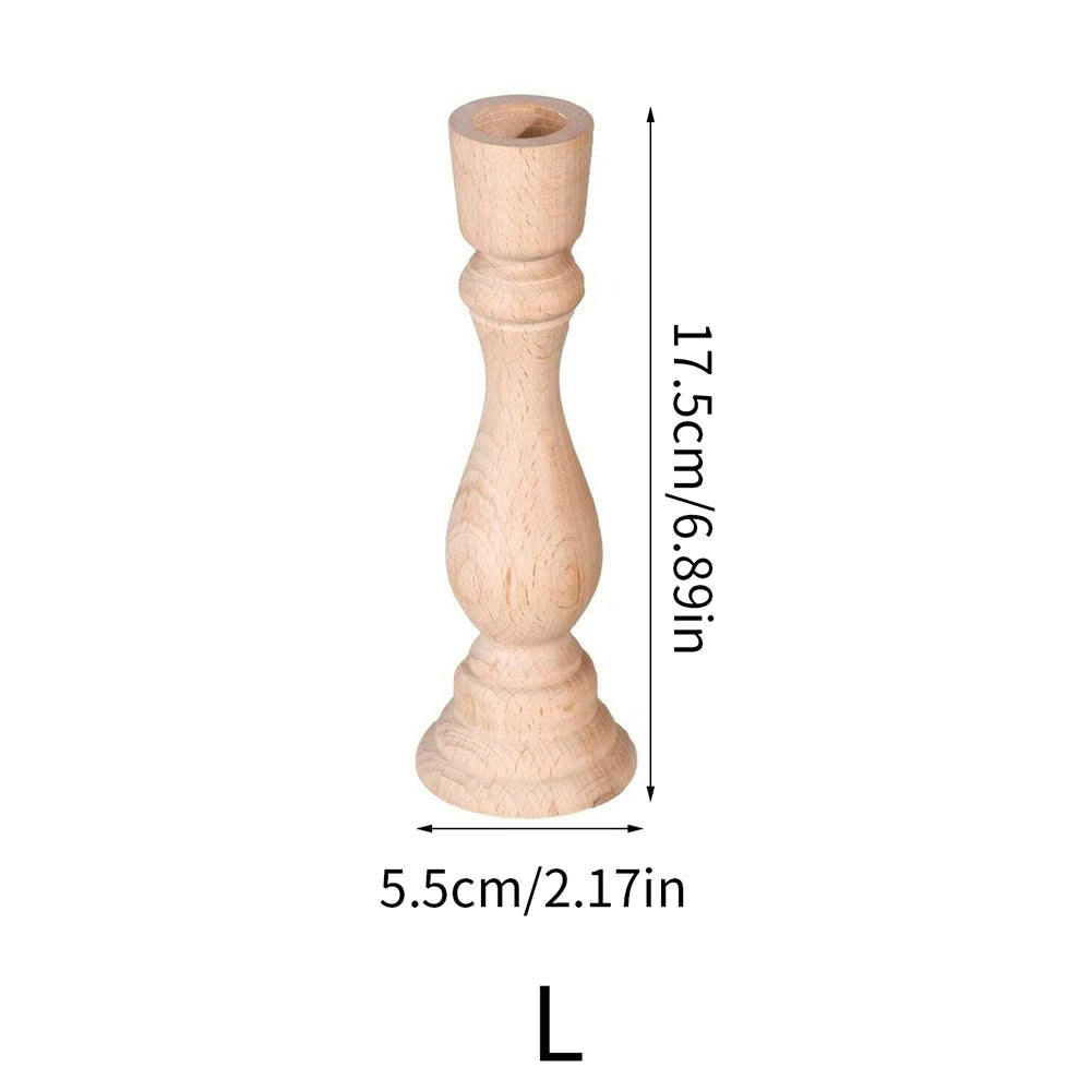 Unfinished Wood Pillar Candle Holder Set