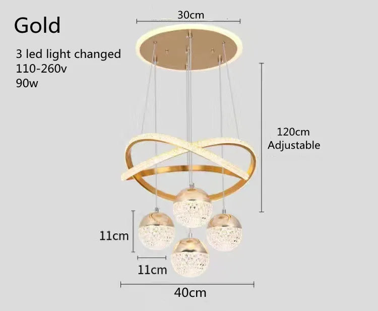 Nordic Iron Acrylic Art Deco LED Chandelier