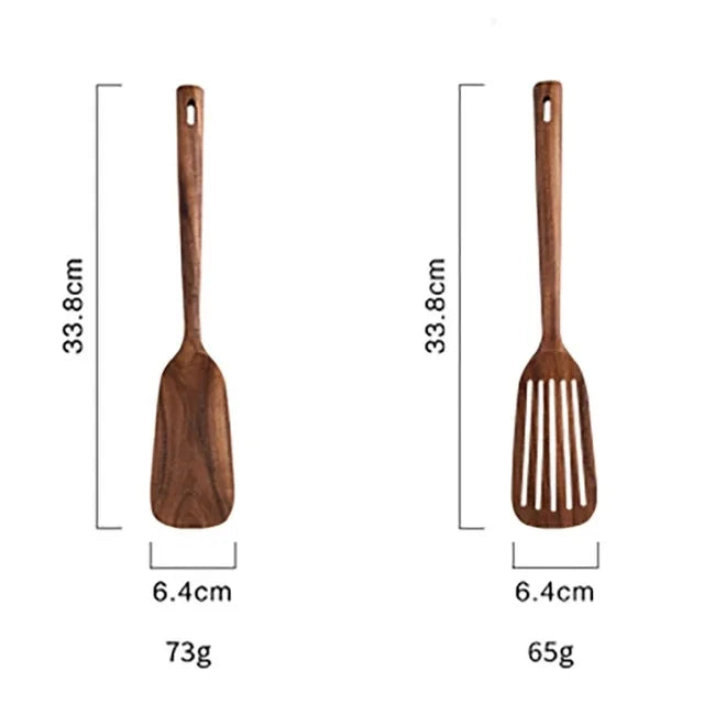 Eco Friendly Natural Teak Wooden Cooking Spoon Set