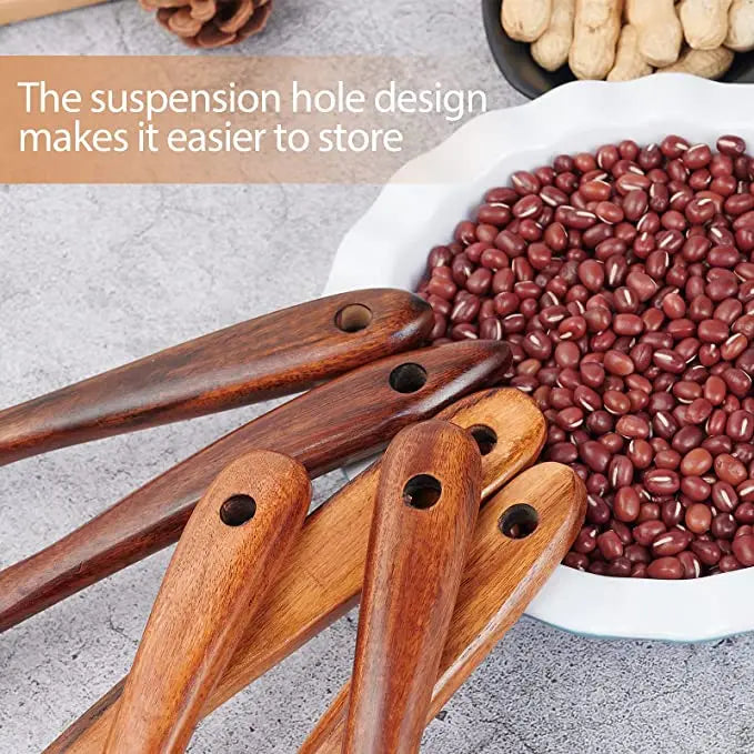 Eco Friendly Natural Teak Wooden Cooking Spoon Set