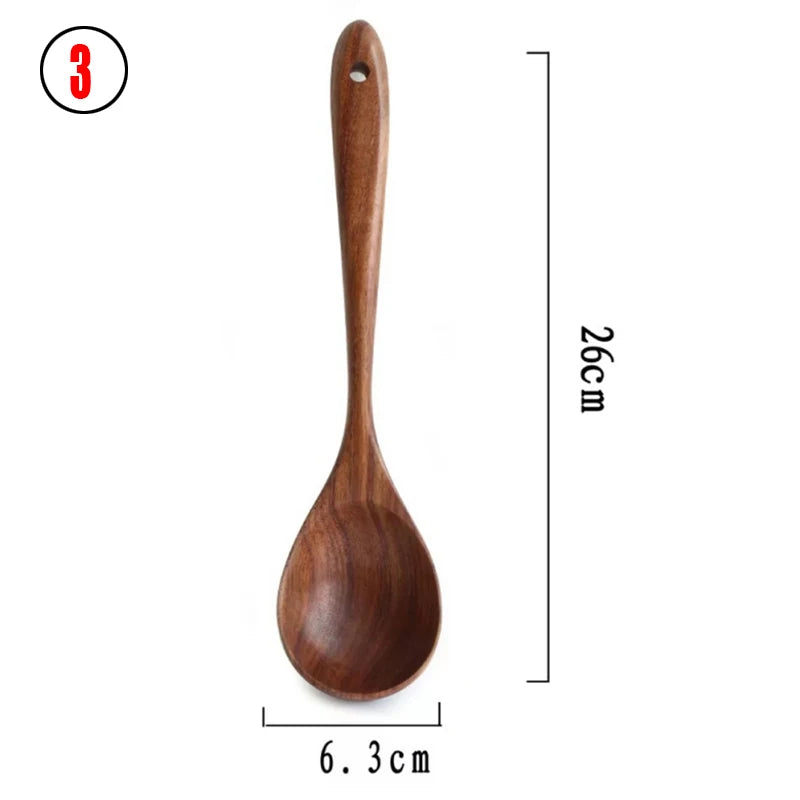 Natural Teak Wood Kitchen Utensil Set