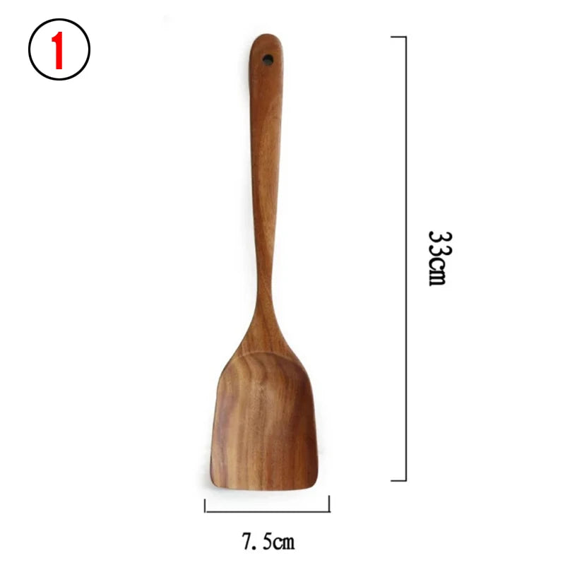 Natural Teak Wood Kitchen Utensil Set