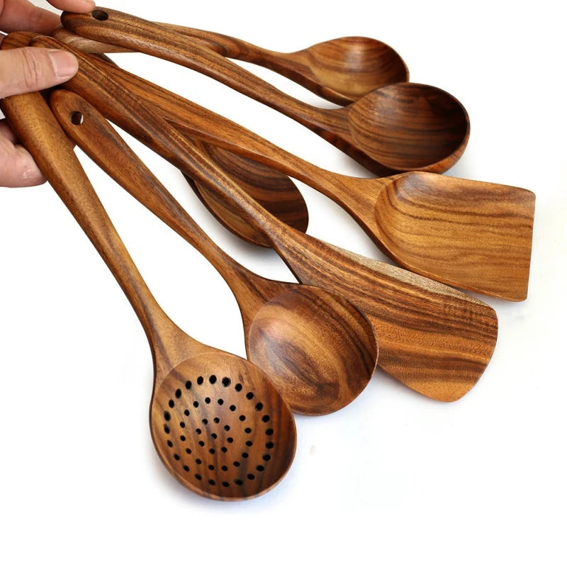 Natural Teak Wood Kitchen Utensil Set