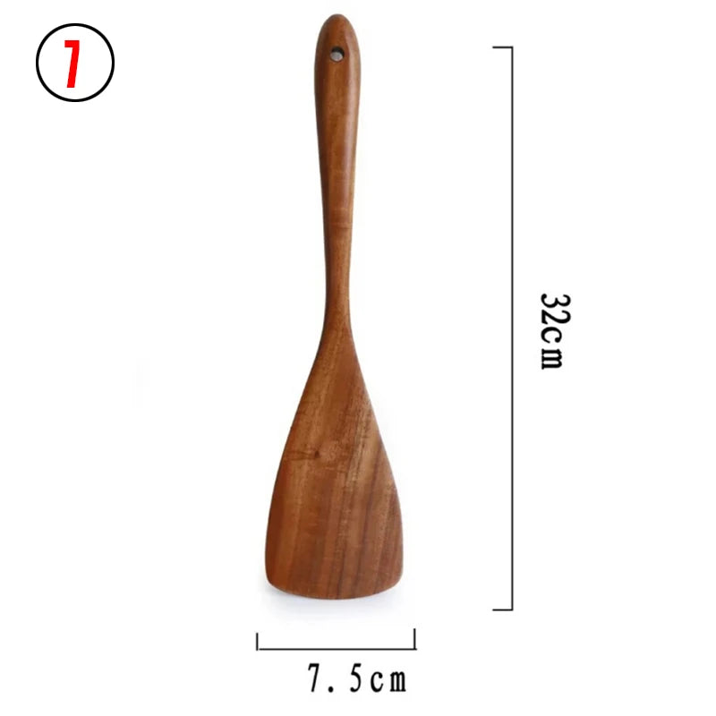 Natural Teak Wood Kitchen Utensil Set