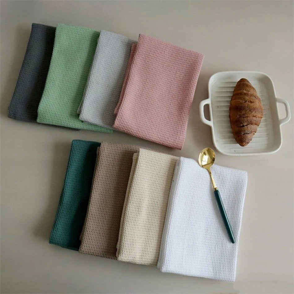 Cotton Tea Towel — Absorbent Waffle Weave Kitchen Dish Towel, Large 45x65cm