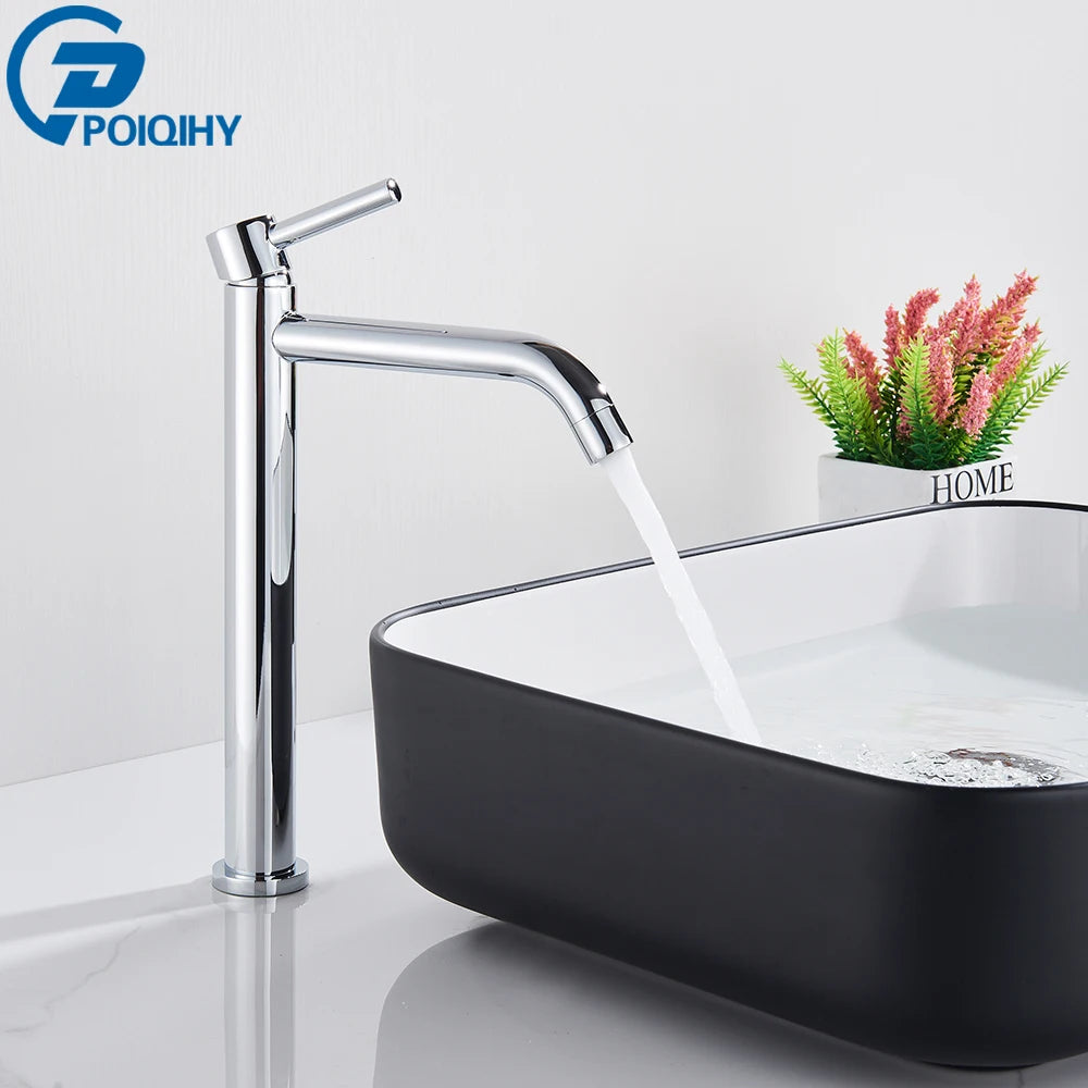 Single Handle Brushed Gold Black Basin Faucet