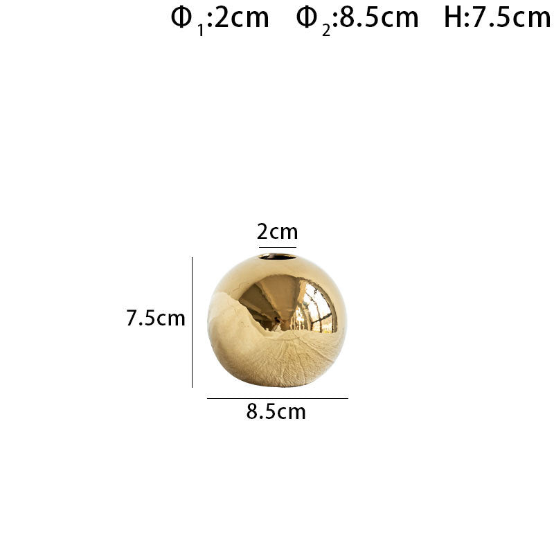 Gold Plated Ball Ceramic Tabletop Decorative Vessel