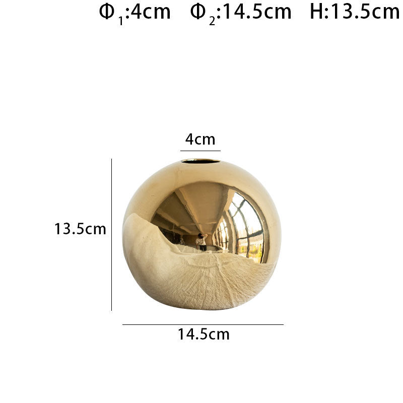 Gold Plated Ball Ceramic Tabletop Decorative Vessel