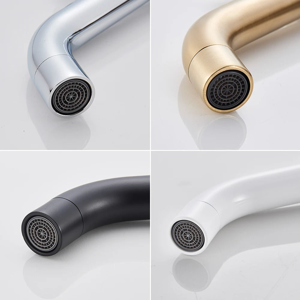 Single Handle Brushed Gold Black Basin Faucet