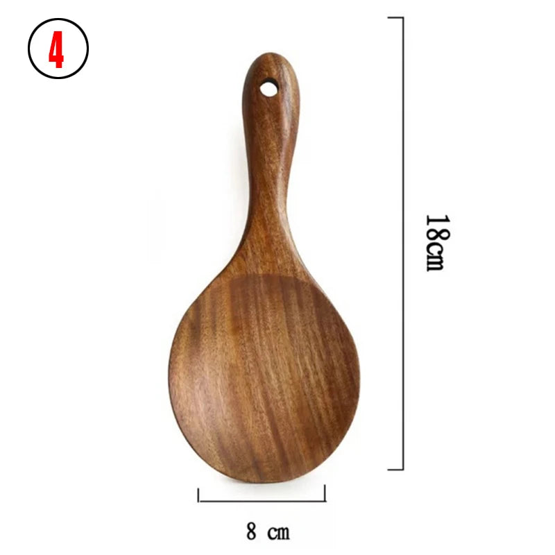 Natural Teak Wood Kitchen Utensil Set