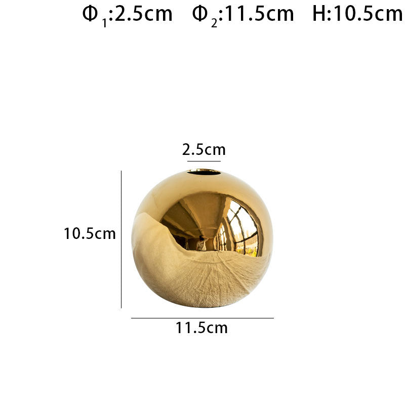 Gold Plated Ball Ceramic Tabletop Decorative Vessel