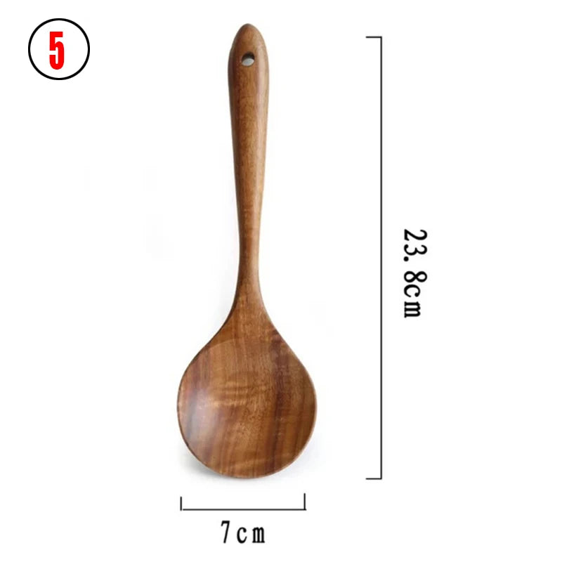 Natural Teak Wood Kitchen Utensil Set