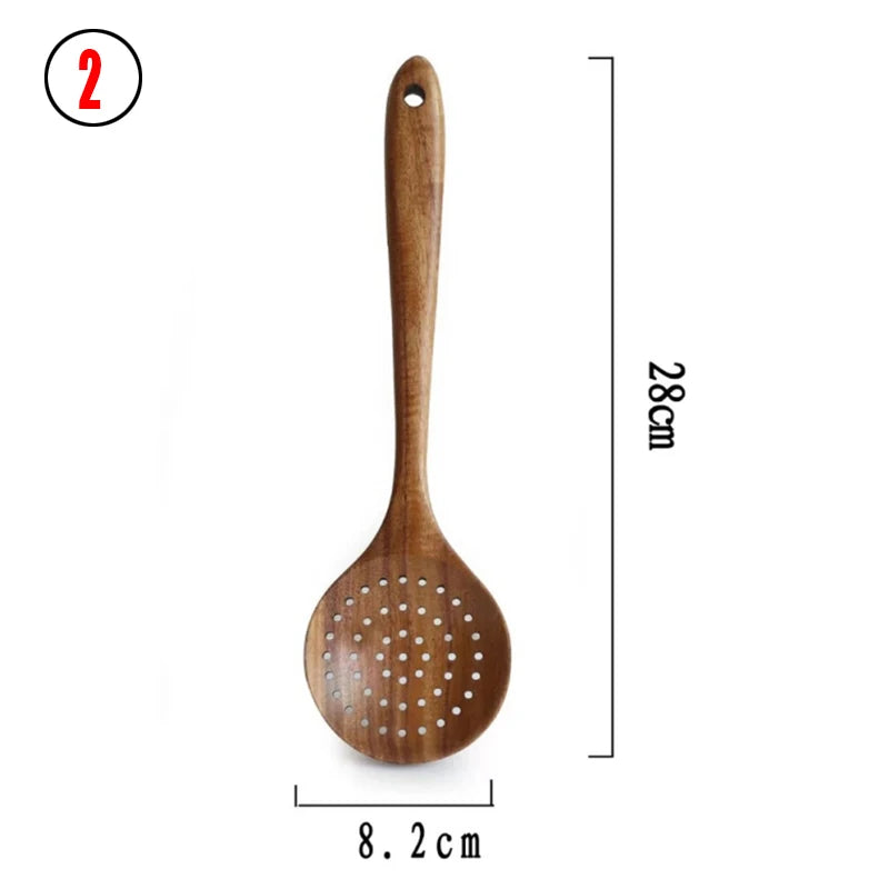 Natural Teak Wood Kitchen Utensil Set