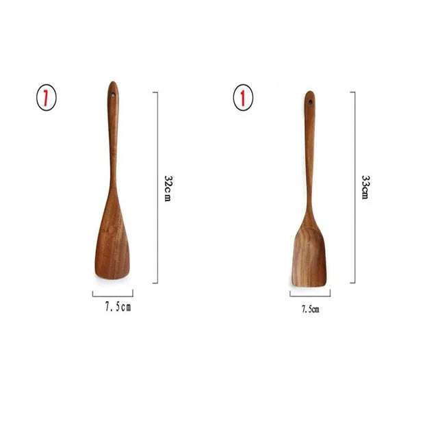 Eco Friendly Natural Teak Wooden Cooking Spoon Set