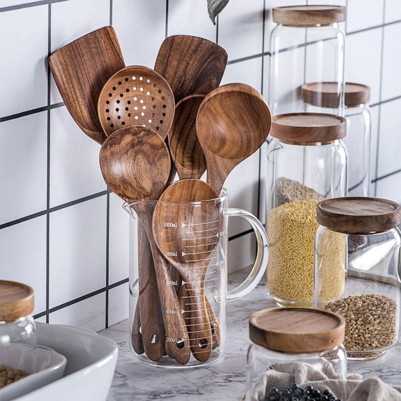 Natural Teak Wood Kitchen Utensil Set