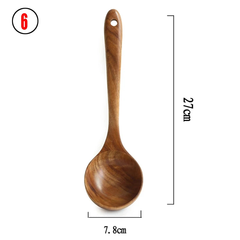 Natural Teak Wood Kitchen Utensil Set