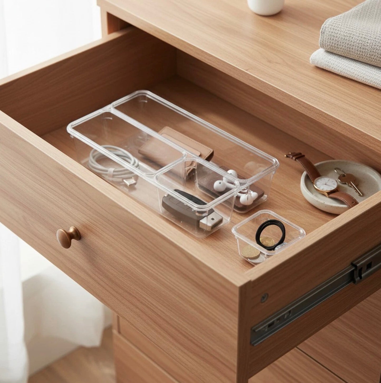 Clear Plastic Drawer Organizer Tray Set
