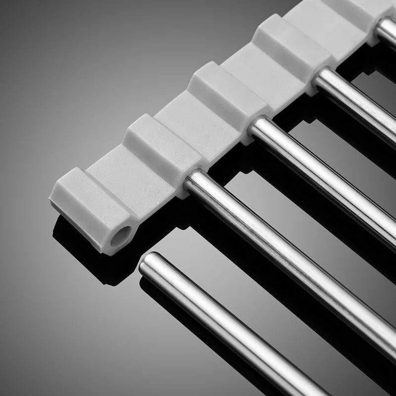 Stainless Steel Dish Rack | Collapsible Draining Rack - Space Saving Kitchen Organizer