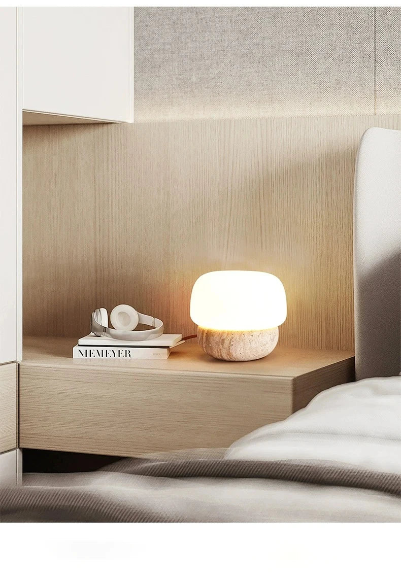 Travertine Mushroom Shaped LED Floor Lamp