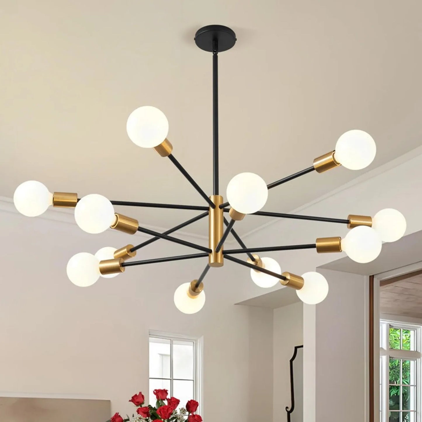 Black Gold Iron Multi Arm Ceiling Chandelier