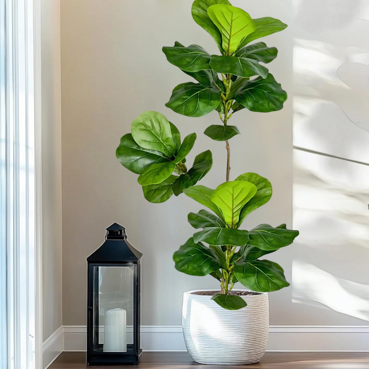 Realistic Silk Artificial Fiddle Leaf Fig Indoor Plant