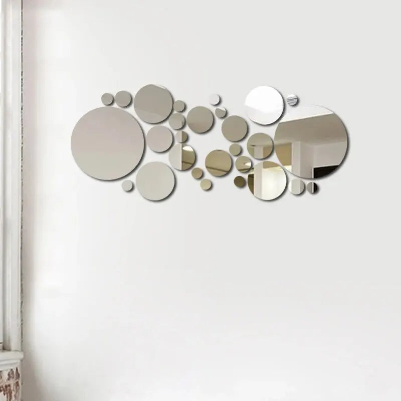 Round Acrylic Mirror Wall Sticker Set