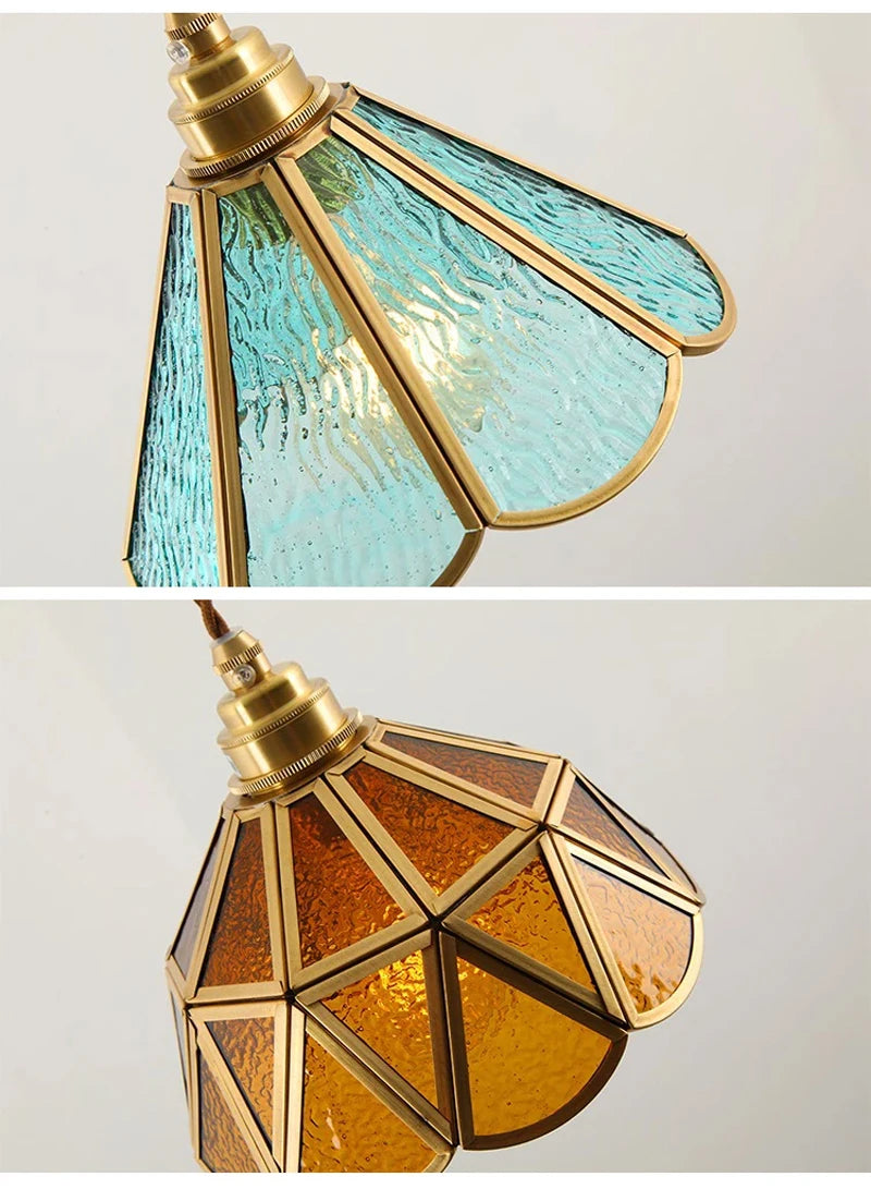 Retro Copper Tiffany Stained Glass Wall Lamp