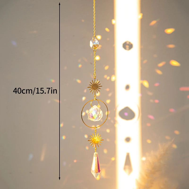 Crystal Moon Star Rainbow Suncatcher Wind Chime
