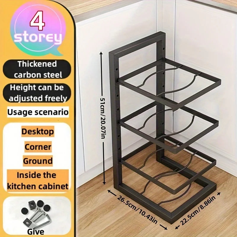 Multi-Layer Adjustable Stainless Steel Pot Rack