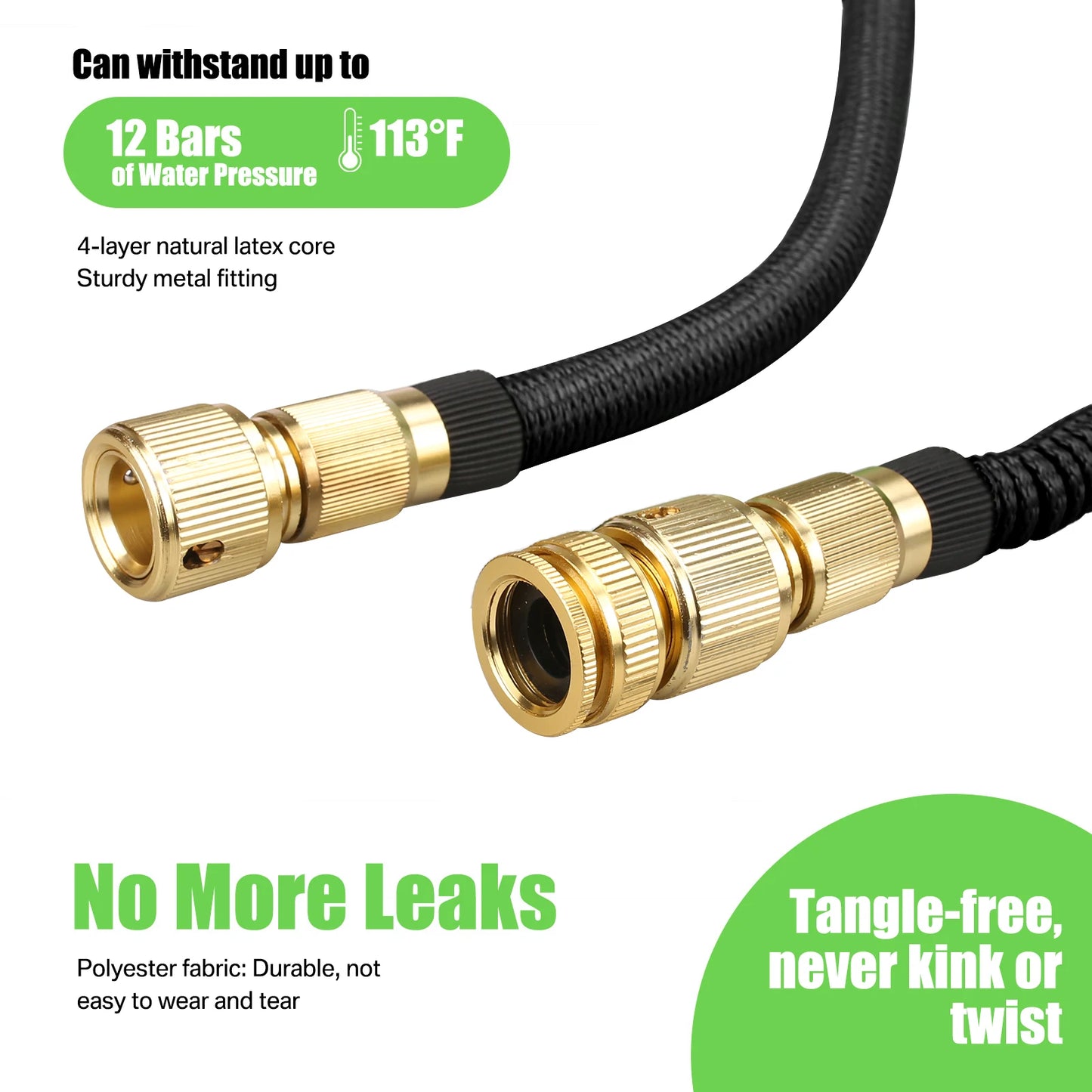 Flexible Expandable Garden Hose with 8-Mode Nozzle