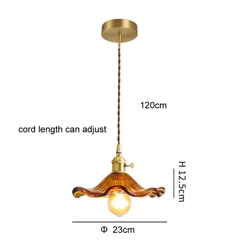 Copper Colorful Glass Ceiling Pendant Lamp