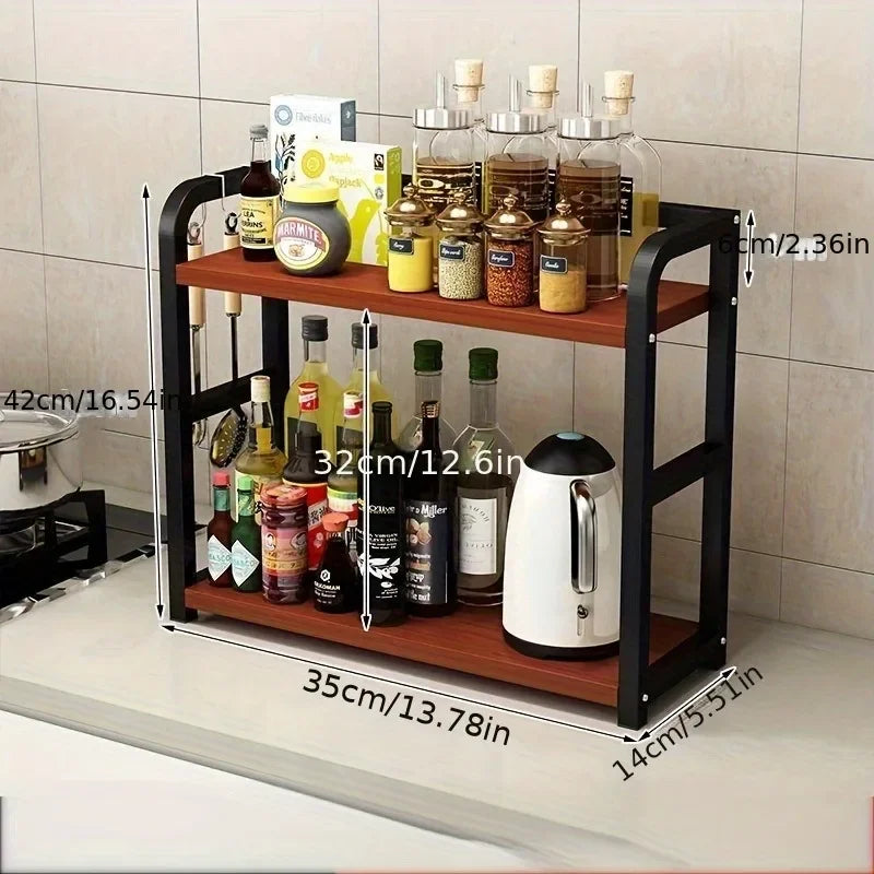 2 Tier Rustproof Metal Countertop Kitchen Shelf