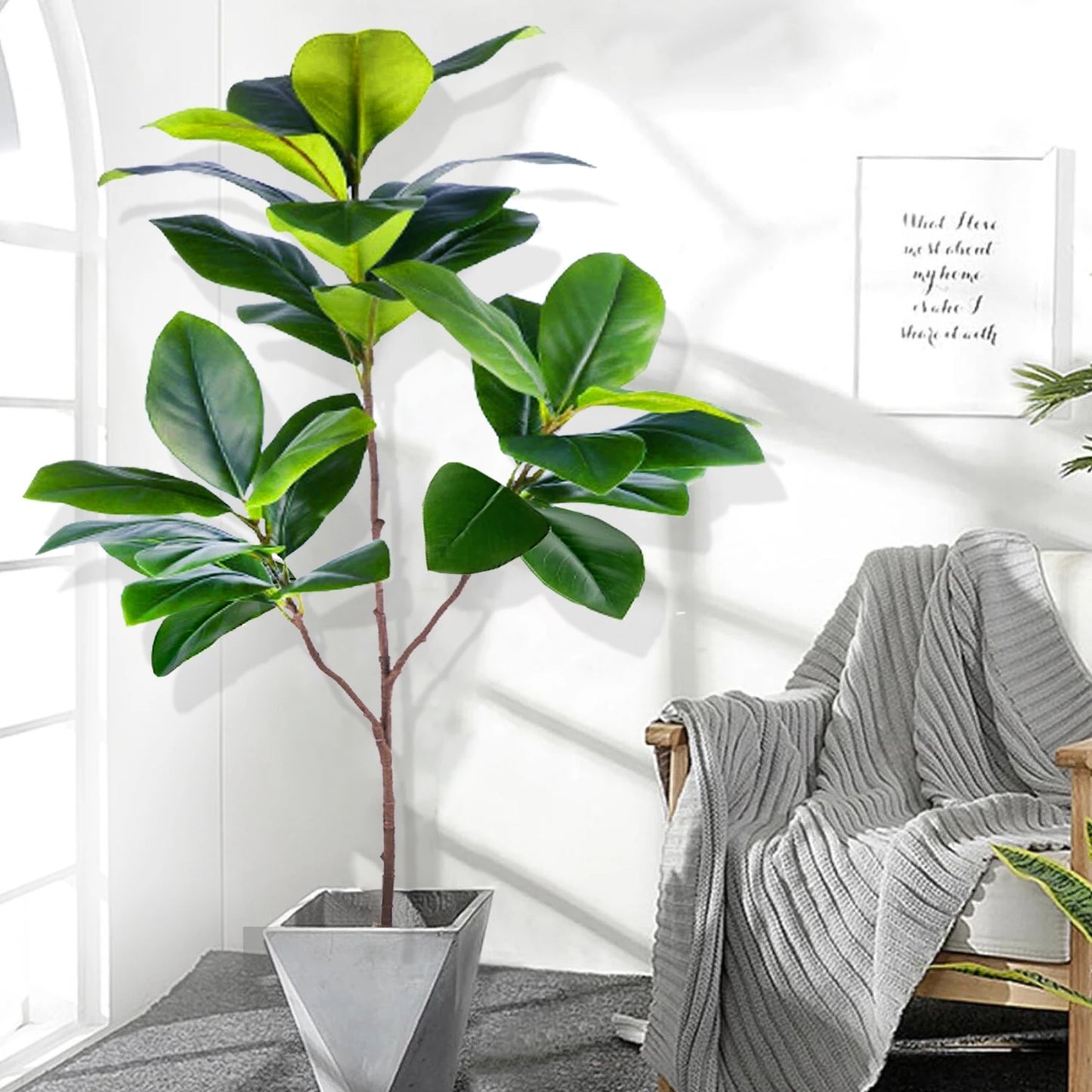 Realistic Silk Artificial Fiddle Leaf Fig Indoor Plant