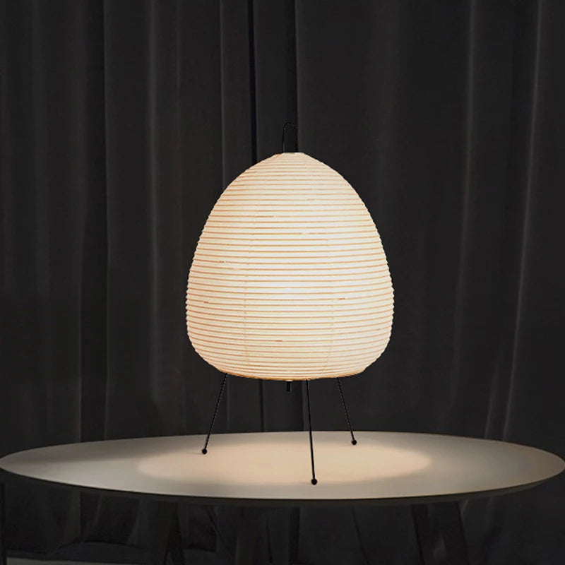 Handmade Rice Paper Iron Tripod Table Lamp