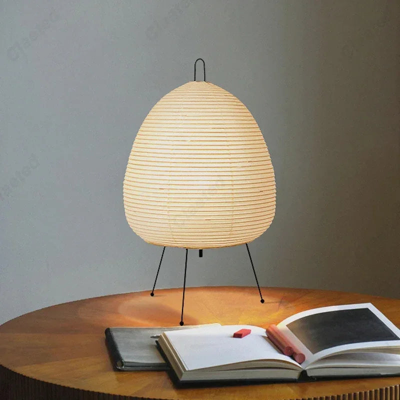 Handmade Rice Paper Iron Tripod Table Lamp