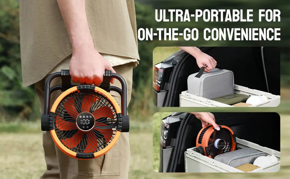 Portable Camping Fan — Rechargeable Dual Air Outlet with Night Light