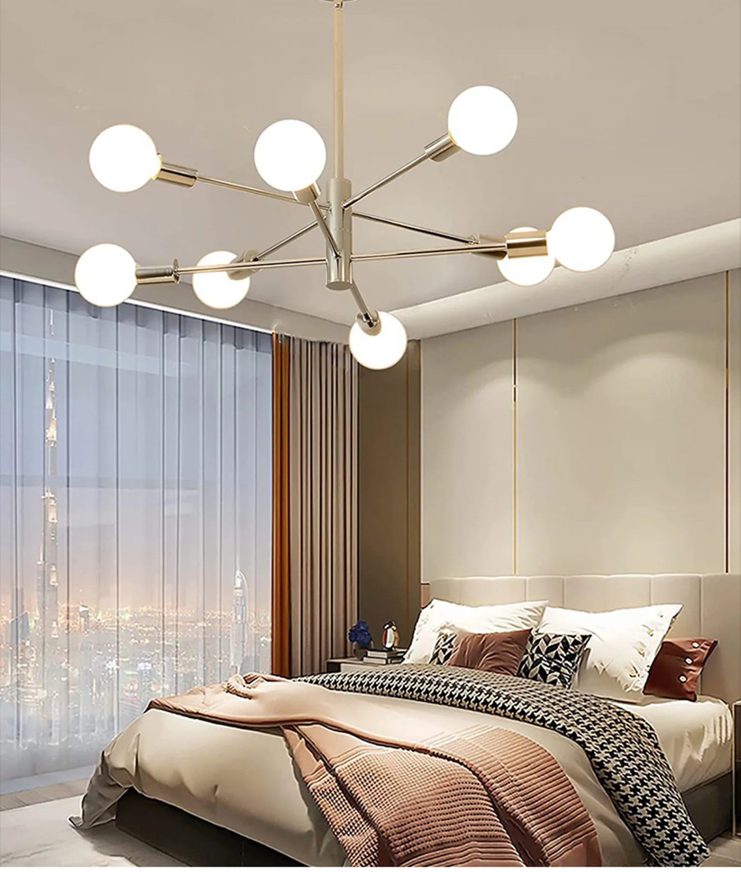 Black Gold Iron Multi Arm Ceiling Chandelier